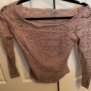 Off the shoulder lace shirt with see through back
